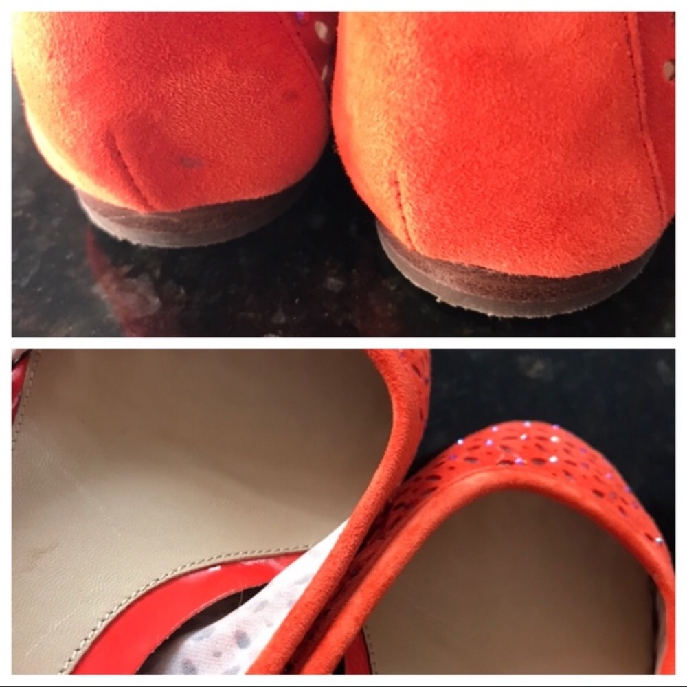 Antonio Melanie 6M orange suede laxer cut mesh flats with sparkle crystal studs - Picture 10 of 11